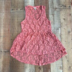 Mudd Y2K pink lace tunic tank girl's small
